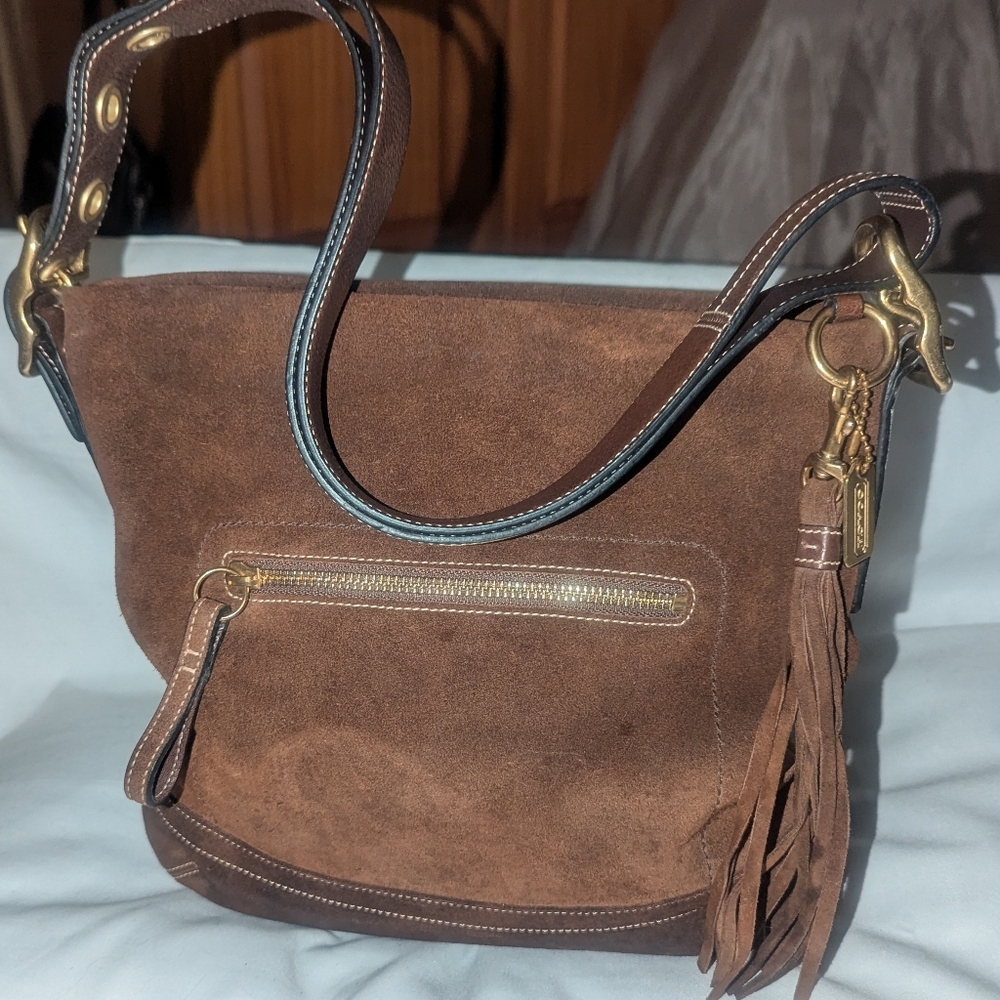 Coach Vintage Y2K Kenia Convertible Brown Suede Shoulder Bag . 1419